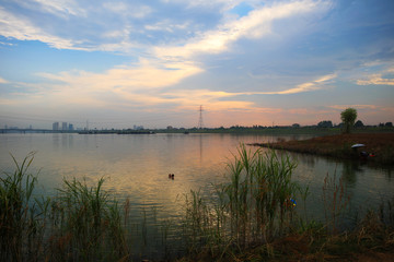 China summer river beach scenery