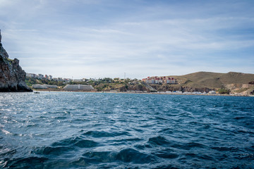 Houcima beach and waves and rocks