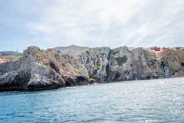 Houcima beach and waves and rocks