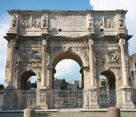 Fototapeta na wymiar Rome,Italy-July 27, 2018: The Arch of Constantine or Arco di Constantino, Rome
