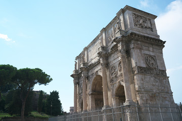 Fototapeta na wymiar Rome,Italy-July 27, 2018: The Arch of Constantine or Arco di Constantino, Rome 