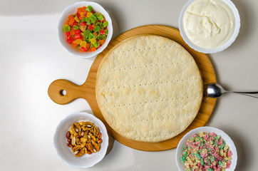 Cooking and decorating cake.