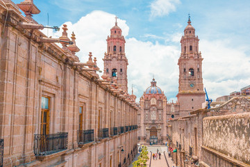 Beautiful Colonial Cathedral of Morelia in Michoacan, Mexico