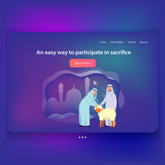 Landing Page Illustration Theme of Eid Adha Islamic Holiday Web Template Illustration
