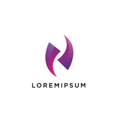 Logo letter N with purple and deep purple gradient color