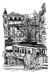 Typical tramway in Lisbon
