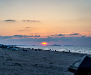 Obraz premium Saaidia sunset beach and waves and rocks