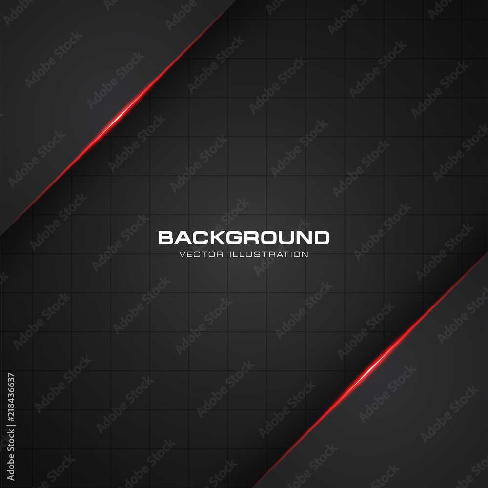 Poster abstract metallic red shiny color black frame layout modern tech design vector template background