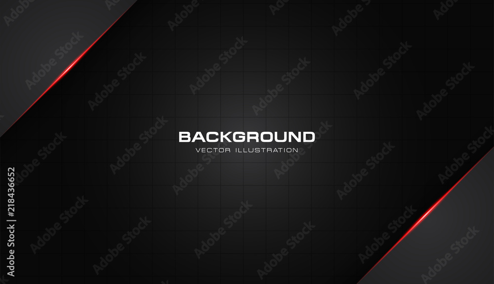 Poster abstract metallic red shiny color black frame layout modern tech design vector template background