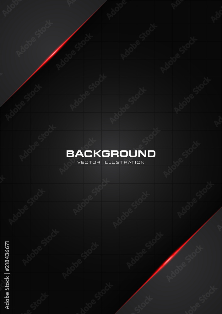 Poster abstract metallic red shiny color black frame layout modern tech design vector template background