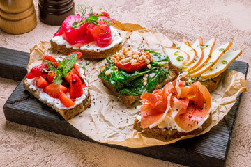 assorted bruschett on the Board