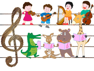 動物と子供たちのコンサート。