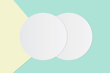 White circle paper and space for text on pastel color background