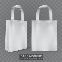 Realistic shopping bag corporate identity mock up template illustration on transparent background