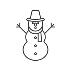 snowman outline icon, winter and Christmas theme