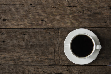 coffee cup on the old wooden floor