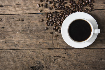 coffee cup on the old wooden floor