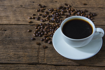 coffee cup on the old wooden floor