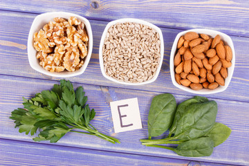 Food containing vitamin E, minerals and dietary fiber, healthy nutrition