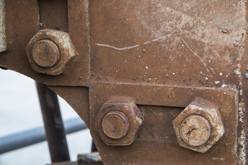 Rusty Old Industrial Screw Nut and Bolt