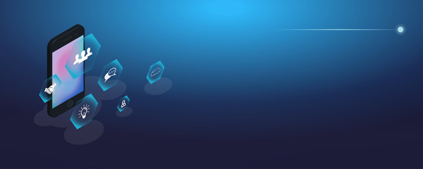 Digital Business Concept, Marketing icons, SEO, Vector Illustration .	