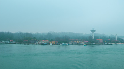 Fototapeta premium Dark moody landscape near Venice Italy