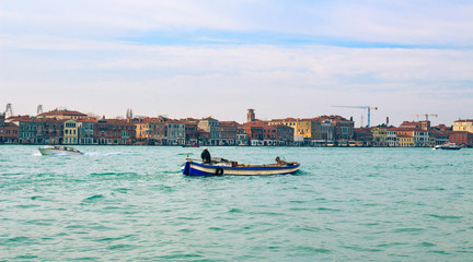 Obraz premium Fisherman boat in Venice Italy Panoramic