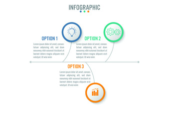 Business infographic template with 3 options circular shape, Abstract elements diagram or processes and business flat icon, Vector business template for presentation.Creative concept for infographic.