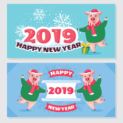 2019 Year of the Pig greeting cards