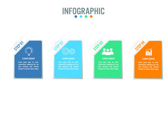 Business infographic template with 4 options rectangular shape, Abstract elements diagram or processes and business flat icon, Vector business template for presentation.