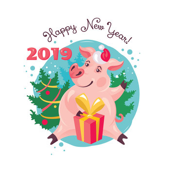 2019 Year of the Pig greeting card