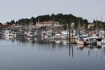 Fototapeta na wymiar Boats in an Alaskan Seaport