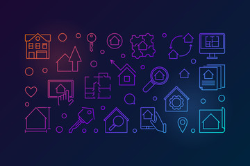 Real Estate vector colored linear horizontal illustration