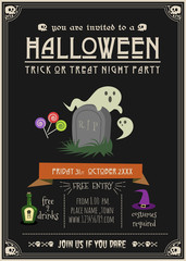 Happy halloween party invitation card.