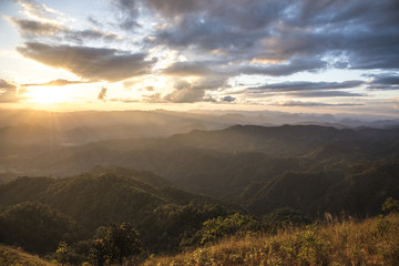 Sunset view on top Mon Tulay Mountain, Tak province, Thailand