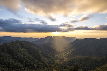 Beautiful landscape sunset and  mountains at Doi Langka Noi, Chiang Mai Province, Thailand