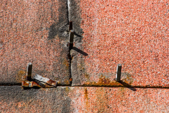 Rusty Metal Threaded Rod Stick Out Of The Wall