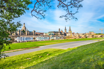 Dresden with Elbe river , Germany