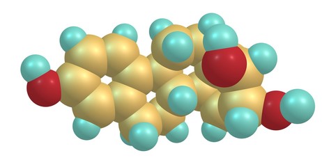 Estriol molecular structure isolated on white