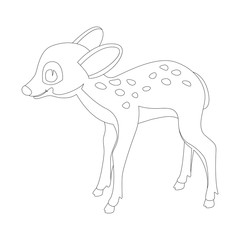 baby  deer cartoon vector illustration   coloring book  profile