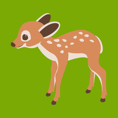 baby  deer cartoon vector illustration   flat style  profile 