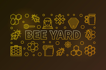 Bee Yard vector colored horizontal banner or illustration
