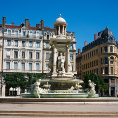 Fototapeta na wymiar Jacobin's square and fountain in Lyon France