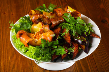 Baked eggplant and pepper