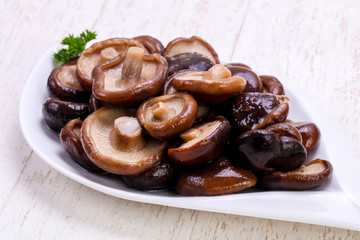 Pickled mushrooms in the bowl