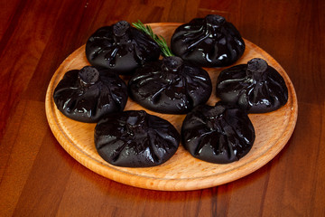 Black Khinkali with meat
