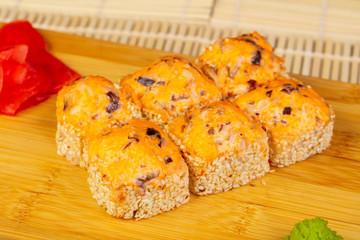 Delicious baked mushroom rolls