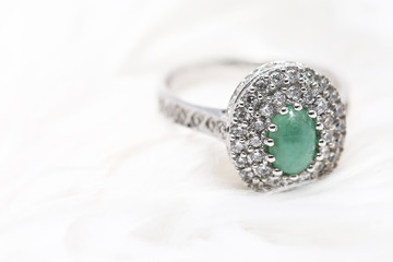 Jade on diamond ring