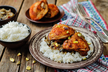 Moroccan spiced chicken with dates and aubergines