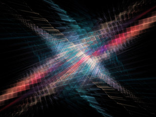 Abstract background element. Fractal graphics 3d illustration. Visualisation and information technology concept. Multicolor composition on black.